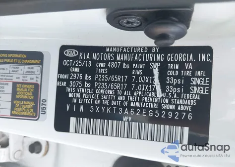 2014 Kia Sorento Lx из США, поврежденный, VIN 5XYKT3A62EG529276